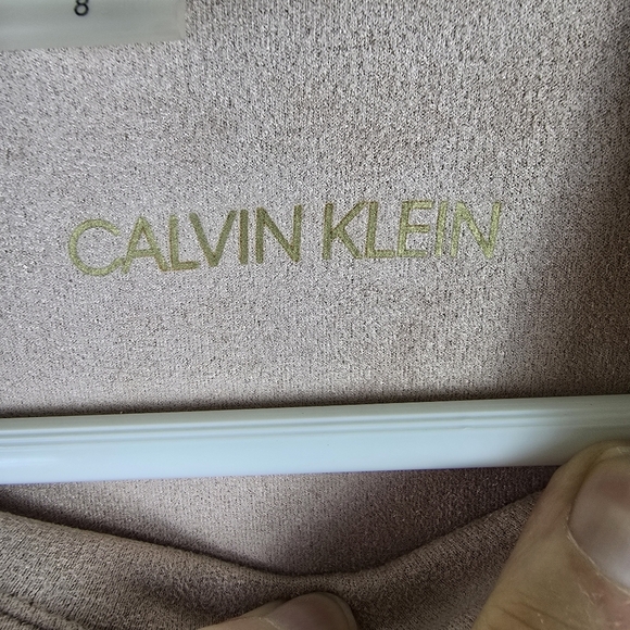 NWOT Calvin Klein Faux-Suede Tulip Sleeve Sheath Dress Light Pink Size 8 Bodycon - Picture 7 of 16